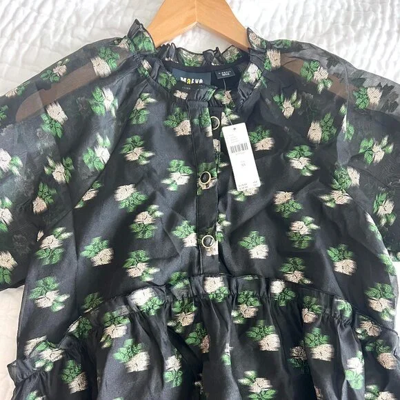 NWT Anthropologie Maeve Short-Sleeve V-Neck Tiered Tunic Mini Dress - Picture 4 of 6